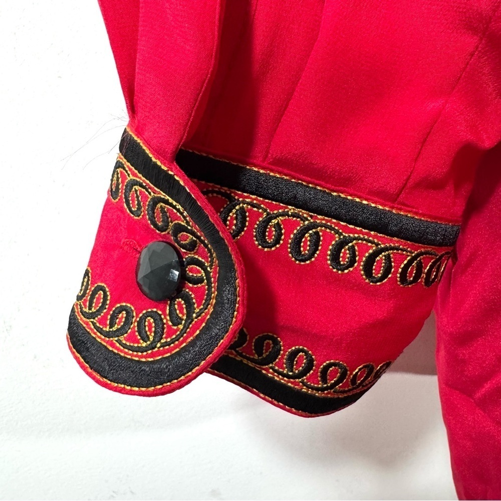 Vintage BOB MACKIE Wearable Art SILK Red and Black Embroidered Jacket - Picture 5 of 10